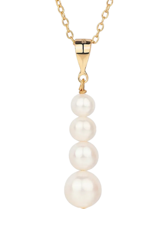 necklace in 18k 750 yellow gold and 5 natural Australian pearls