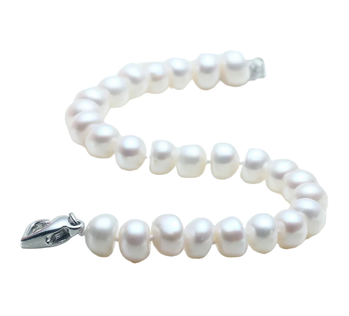 Bracelet en or blanc 18 carats avec 1 rang de perles naturelles d'Australie de 9 mm