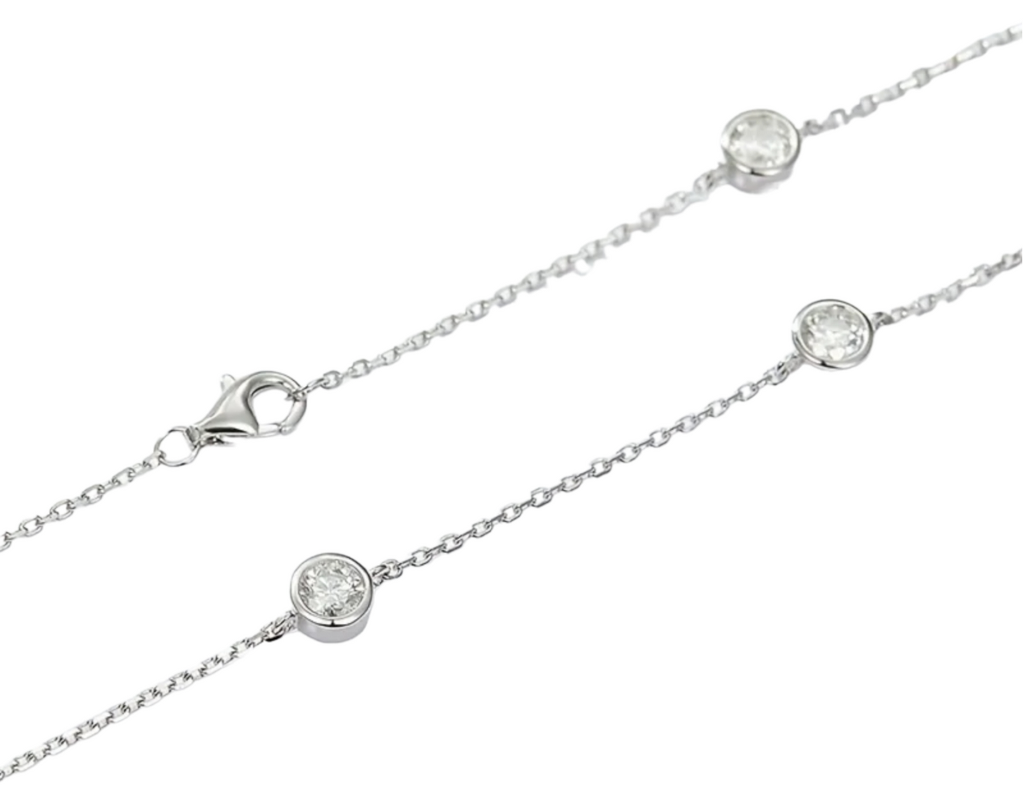 collana in oro bianco 18k 750 e 9 diamanti naturali 0,90 ct