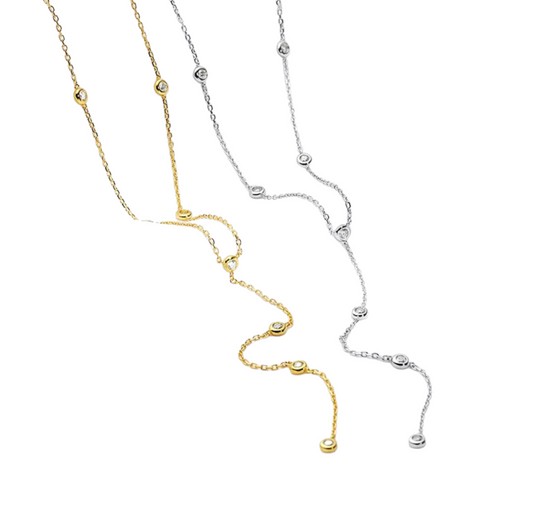 necklace in 18k 750 yellow gold and 8 natural diamonds 0.80 ct