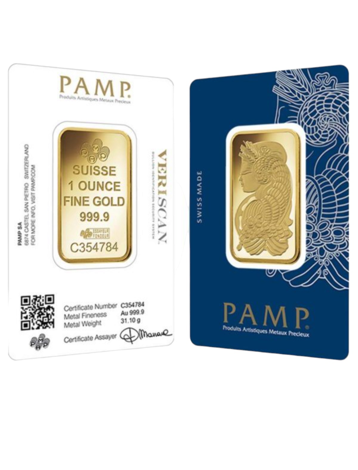 24k pure gold bar 31.10 grams (PAMP)