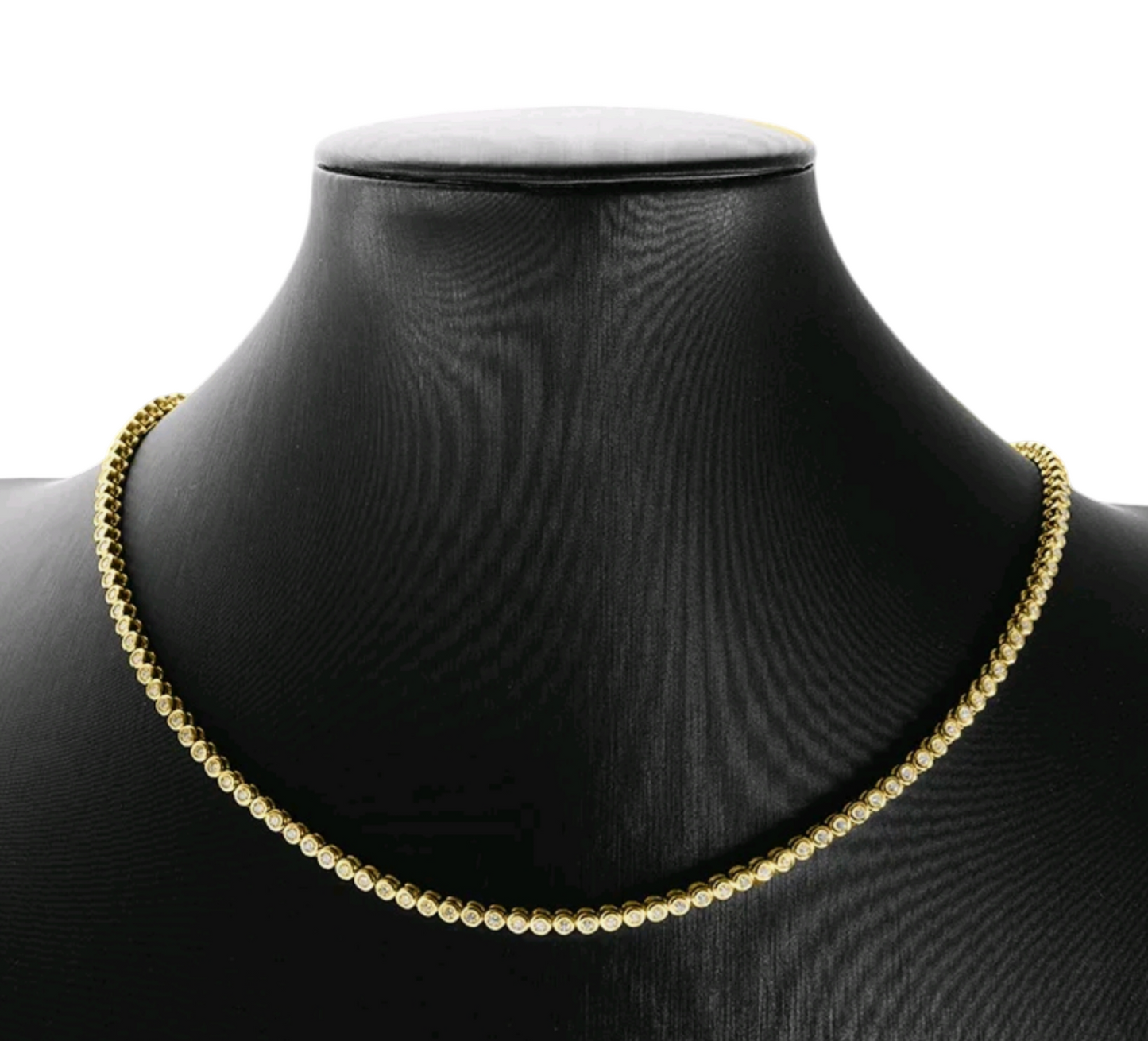 collana giro collo tennis in oro bianco 18k 750 e diamanti naturali 9 ct