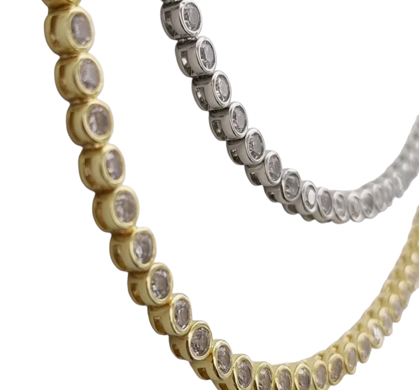 collana giro collo tennis in oro bianco 18k 750 e diamanti naturali 9 ct