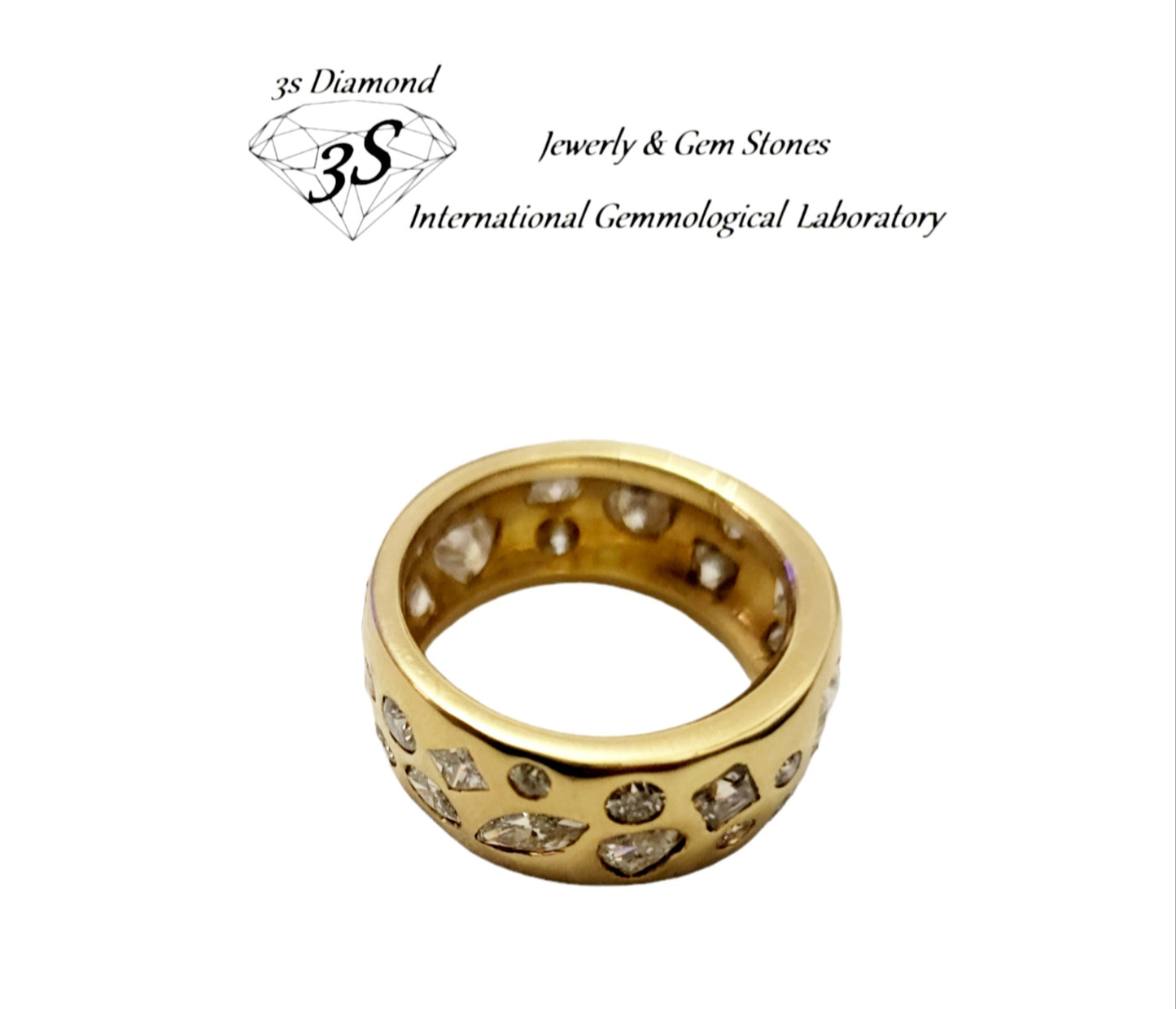 fantasy ring in 18k yellow gold with natural diamonds of various sizes and shapes 4 ct