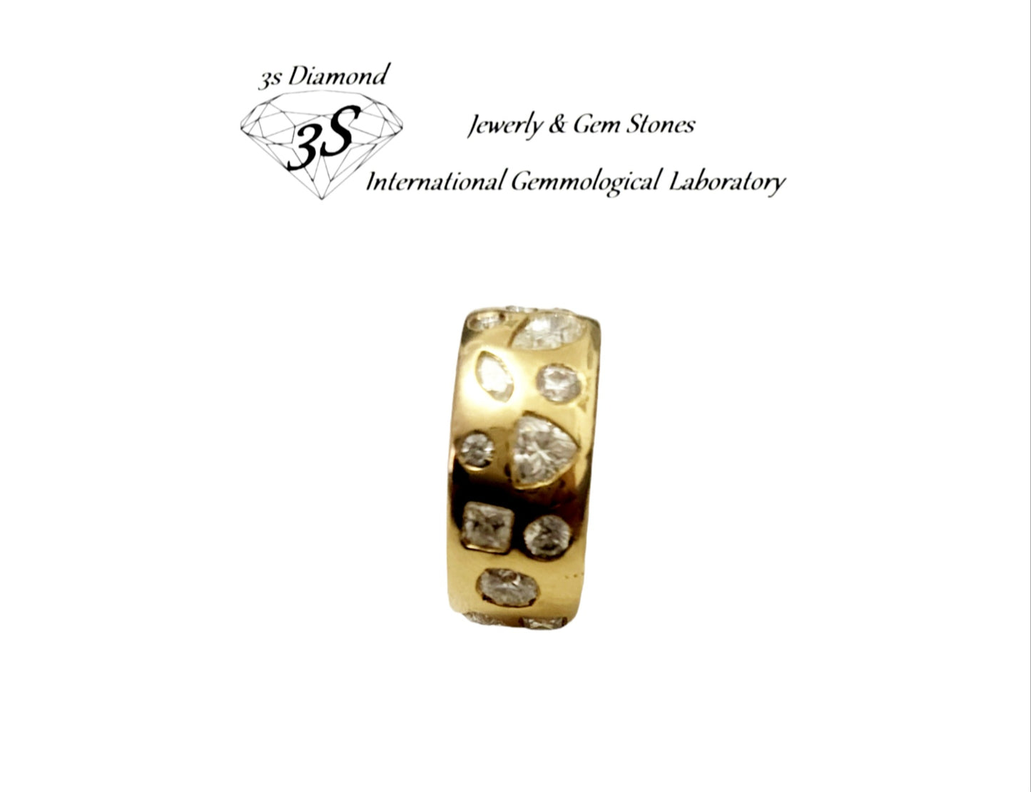 anello fantasy  in oro giallo 18k con diamanti naturali varie misure e forme 4 ct