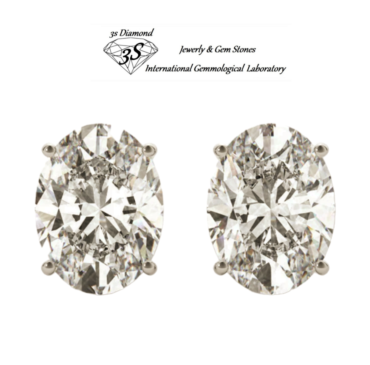 Boucles d'oreilles Point Light en or blanc 18 carats avec 2 diamants naturels taille ovale 0,20 ct