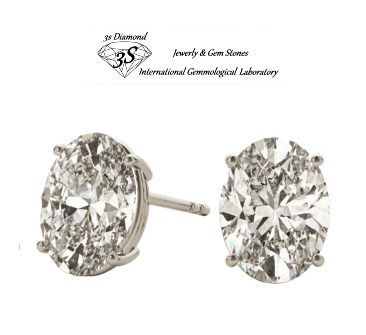 Boucles d'oreilles Point Light en or blanc 18 carats avec 2 diamants naturels taille ovale 0,20 ct