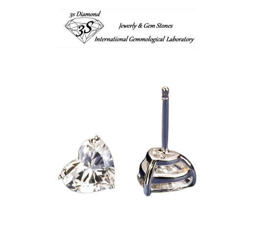 Boucles d'oreilles point lumineux en or blanc 18 carats avec 2 diamants naturels taille coeur 0,22 ct