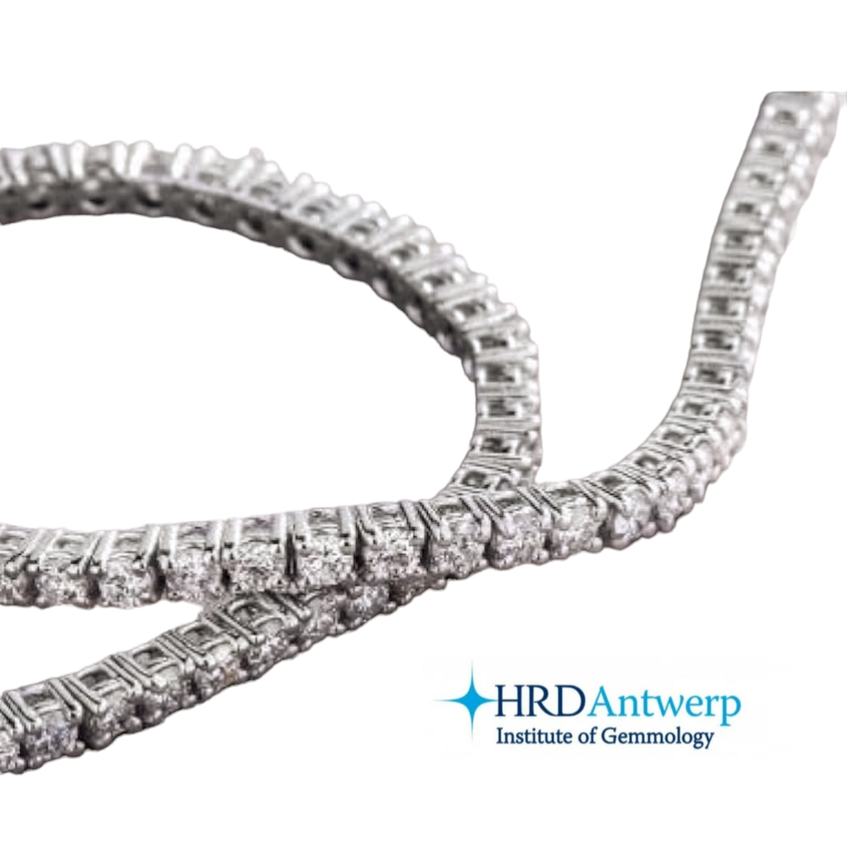 HRD certified tennis bracelet in 18k white gold and 1.46 ct natural diamonds F VS1