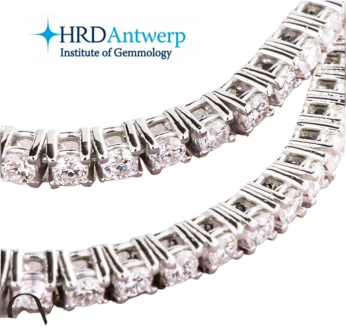 HRD certified tennis bracelet in 18k white gold and 1.46 ct natural diamonds F VS1