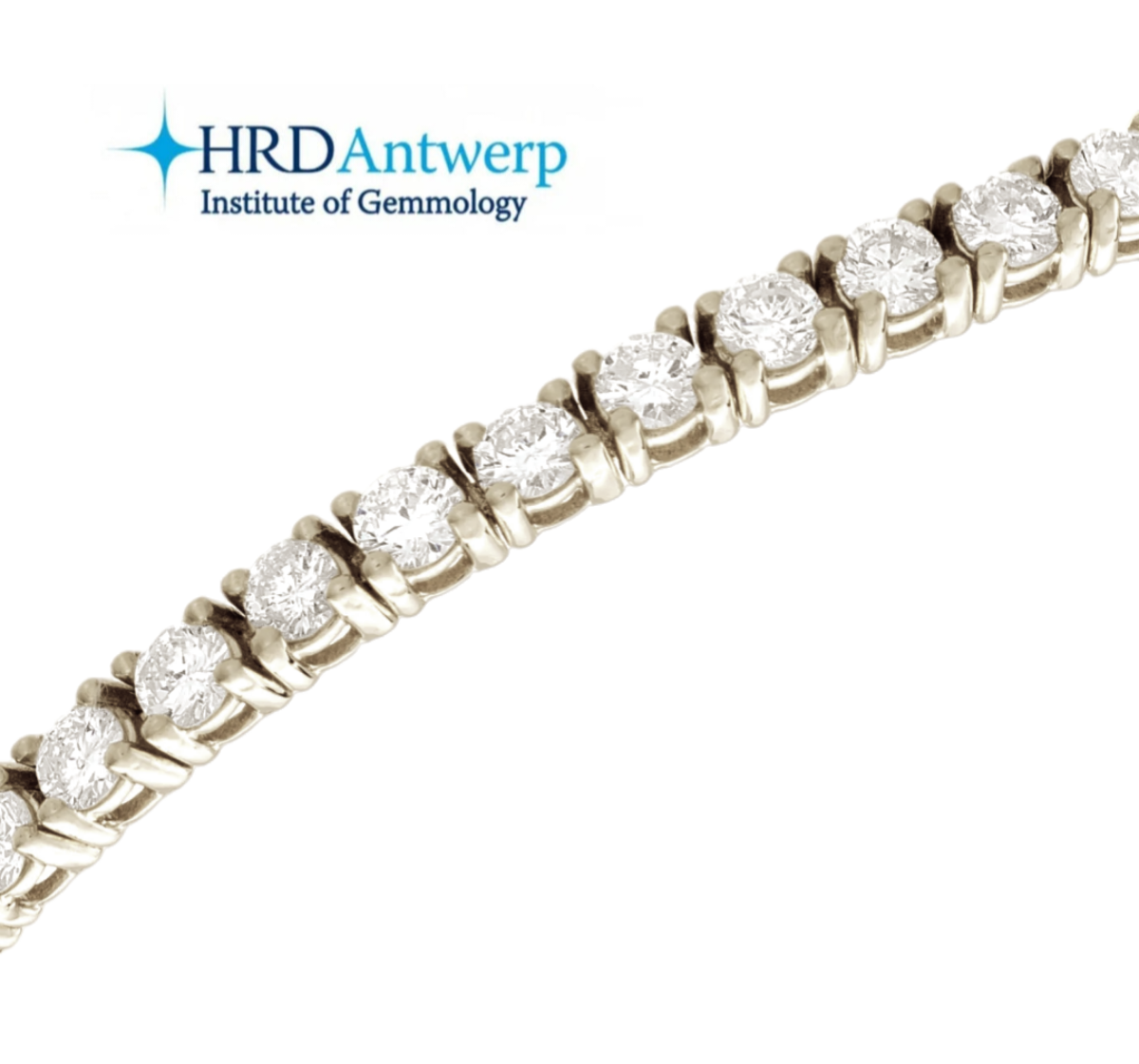 HRD certified tennis bracelet in 18k white gold and 1.46 ct natural diamonds F VS1