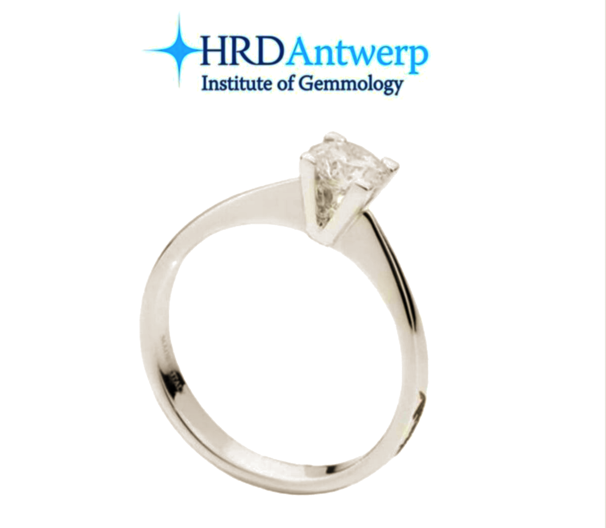 HRD certified solitaire ring in 18k white gold and central natural diamond 0.25 ct