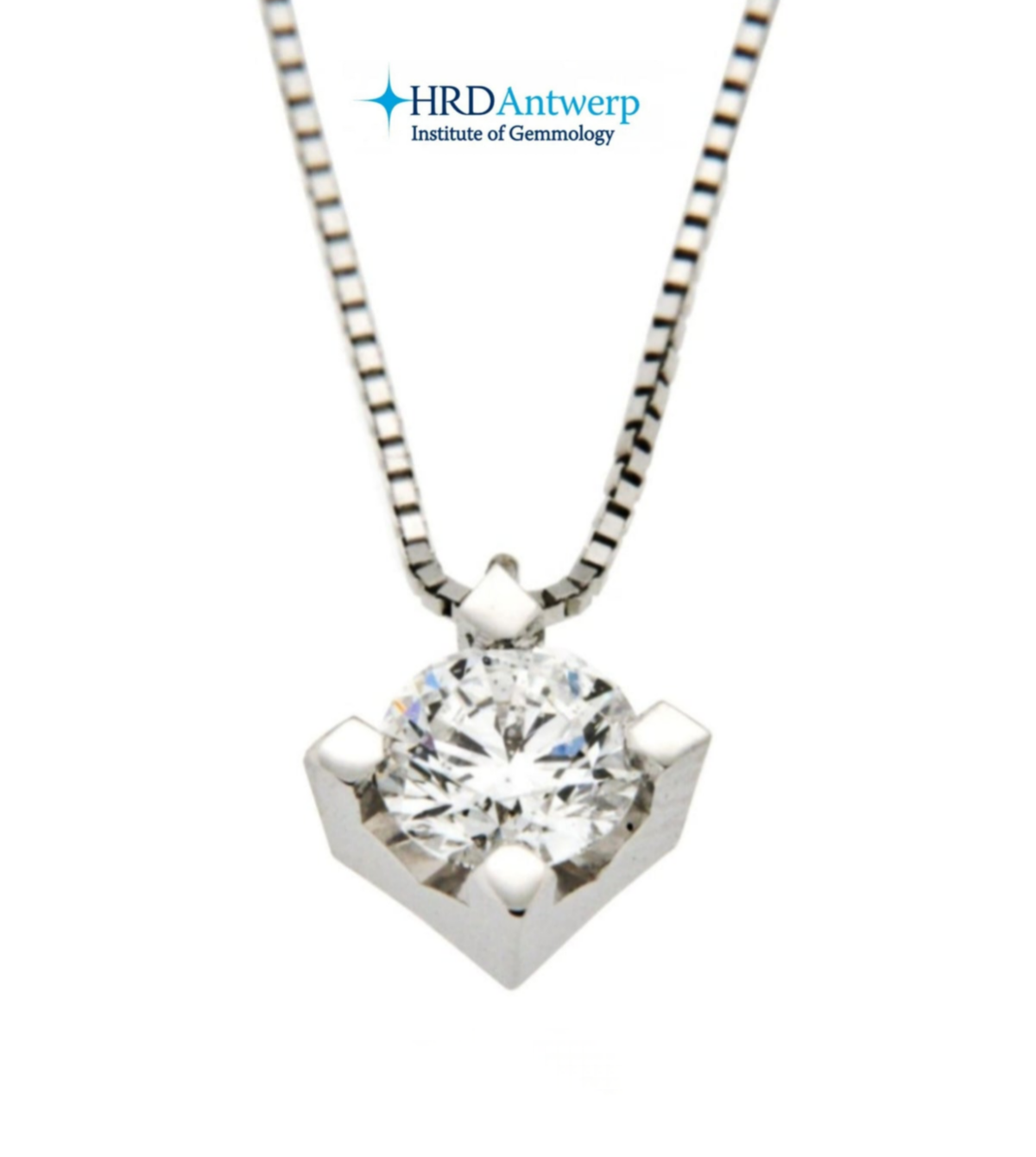 Collana punto luce certificato HRD in oro bianco con diamante naturale 0,25 ct