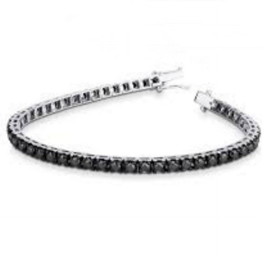 bracelet tennis en or blanc 18 carats et diamants naturels noirs de 2,70 ct