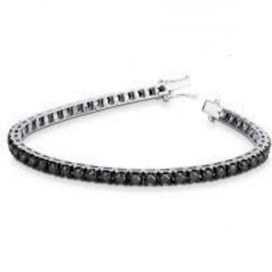 bracelet tennis en or blanc 18 carats avec diamants noirs naturels 4,00 ct