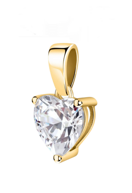 Ciondolo punto luce taglio cuore in oro giallo 18k e diamante naturale 0,14 ct