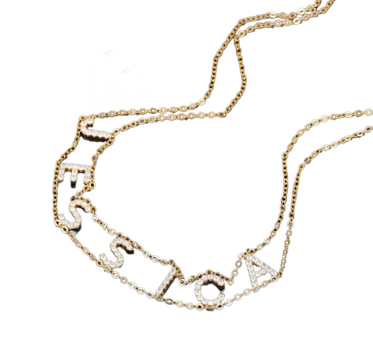 Personalized necklace in 18k 750 yellow gold with natural diamonds