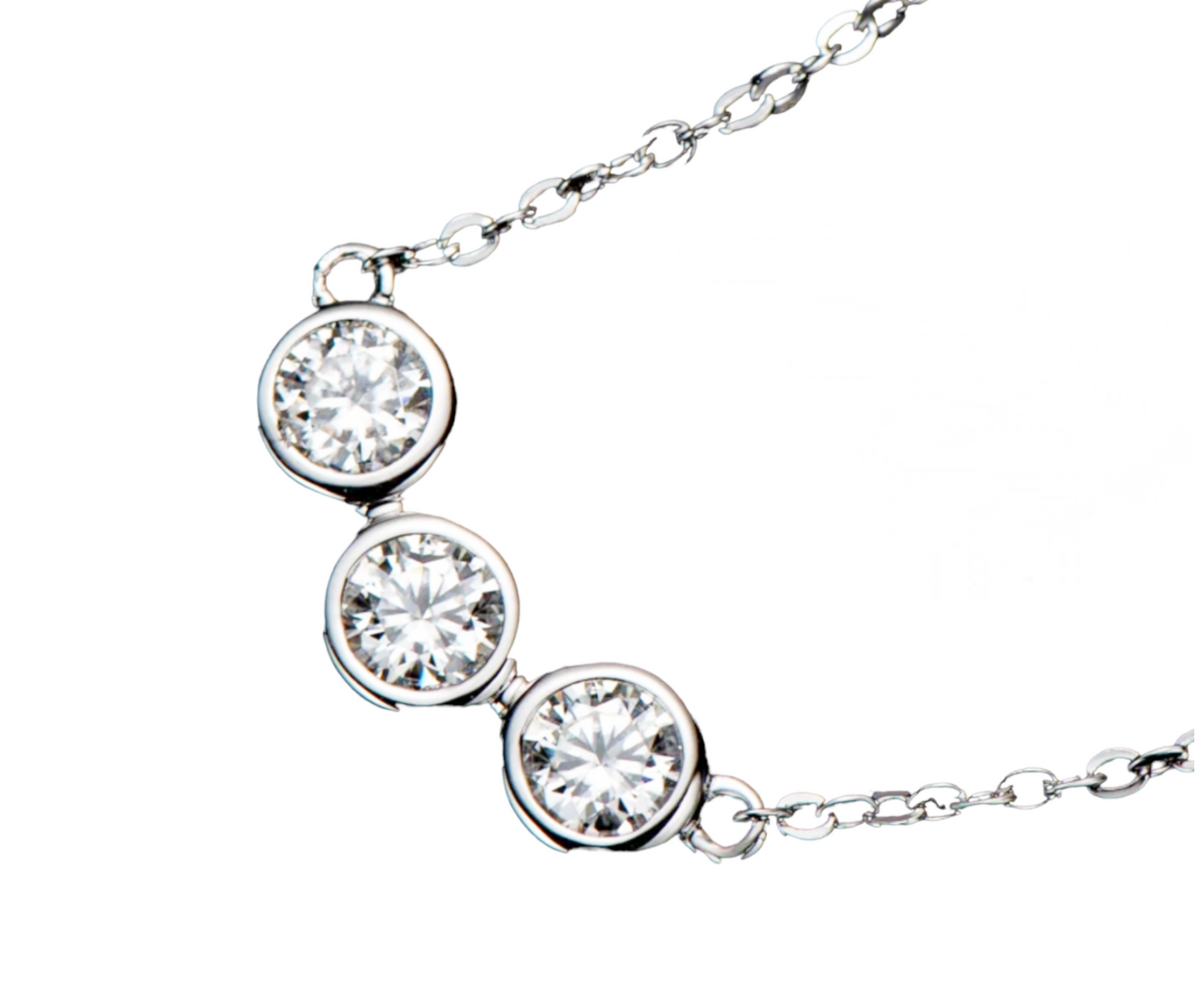 collana trilogy in oro con 3 diamanti naturali 0,45ct