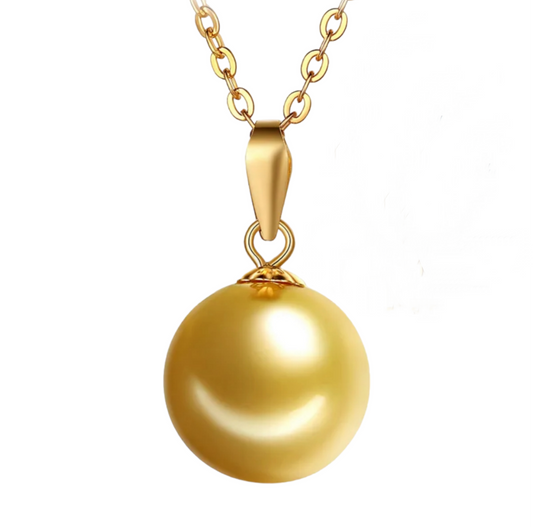 necklace in 18k yellow gold and with 10 mm gold-coloured natural Australian pearl