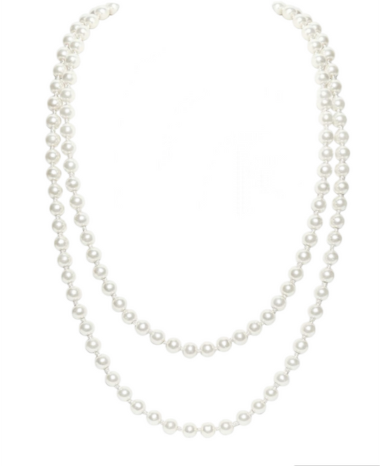 collier en or blanc et 1 rang de perles naturelles d'Australie 65 cm