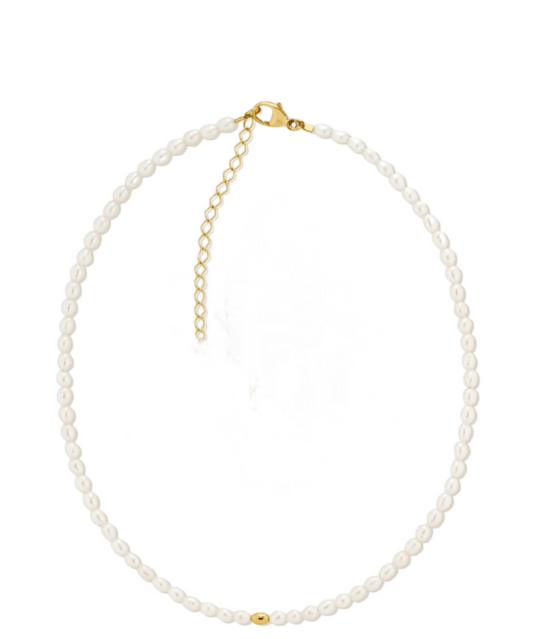 Collier en or blanc 18 carats et 1 rang de perles naturelles d'Australie 34cm