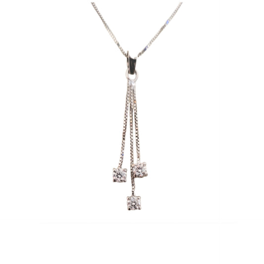 pendente a strisce in oro bianco 18k e diamante aturale 0,45ct