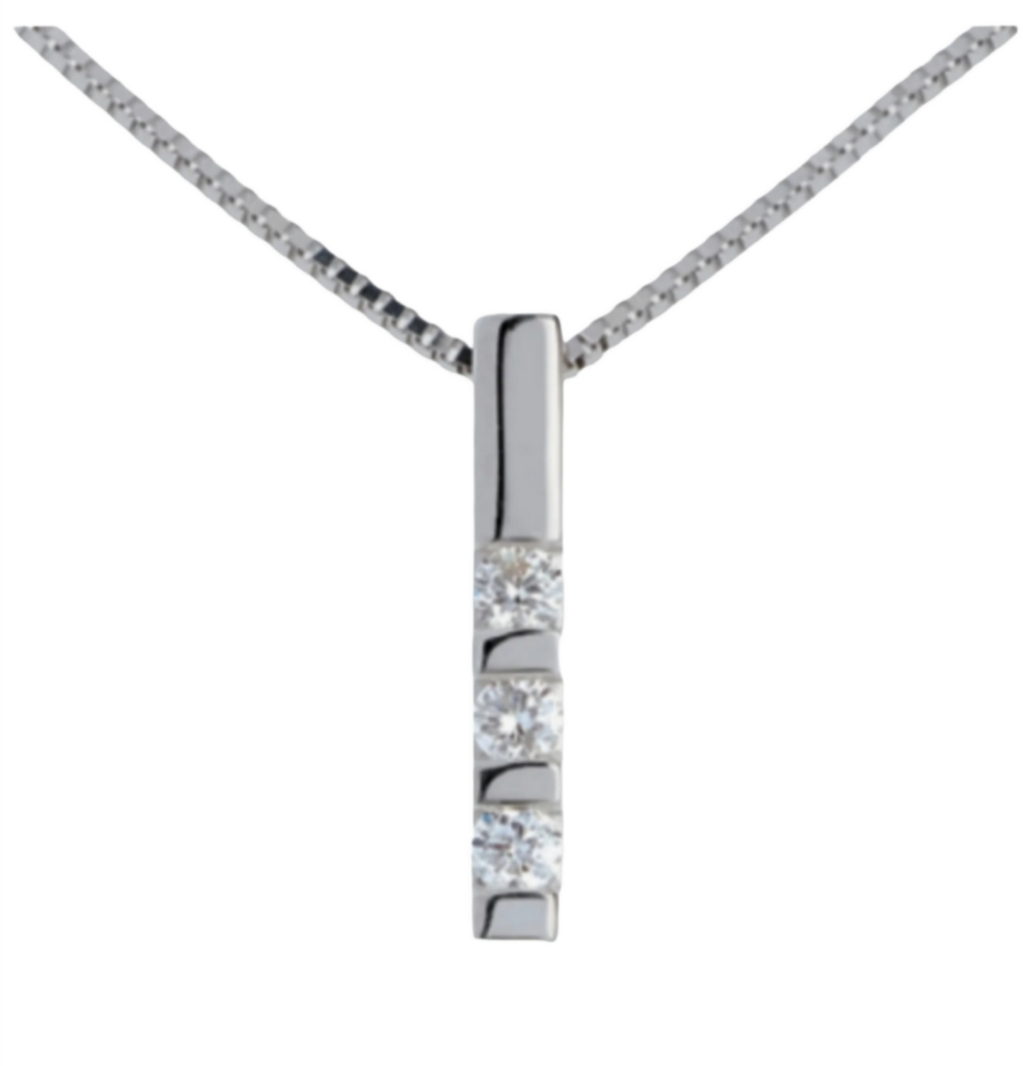 trilogy pendant in 18k white gold and 3 natural diamonds 0.45ct