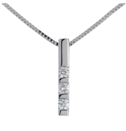 trilogy pendant in 18k white gold and 3 natural diamonds 0.30 ct