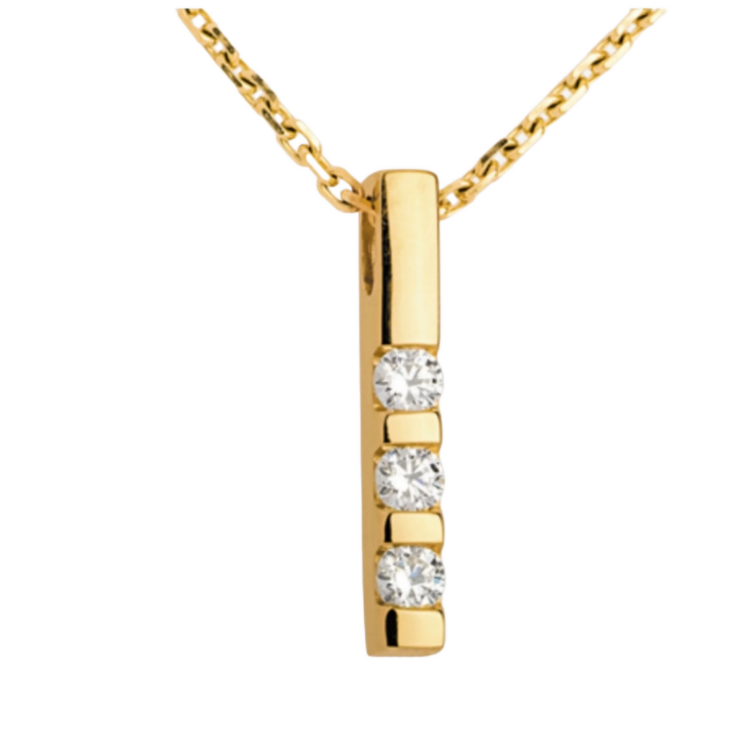 pendentif trilogie en or jaune 18 carats et 3 diamants naturels 0,60ct