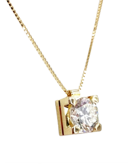 square light point pendant in 18k yellow gold and 0.35ct natural diamonds