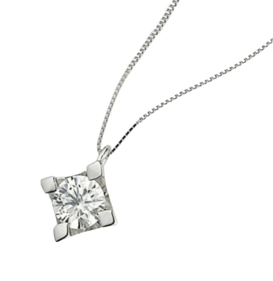 pendentif point lumineux carré en or blanc 18 carats et diamants naturels de 0,25 ct