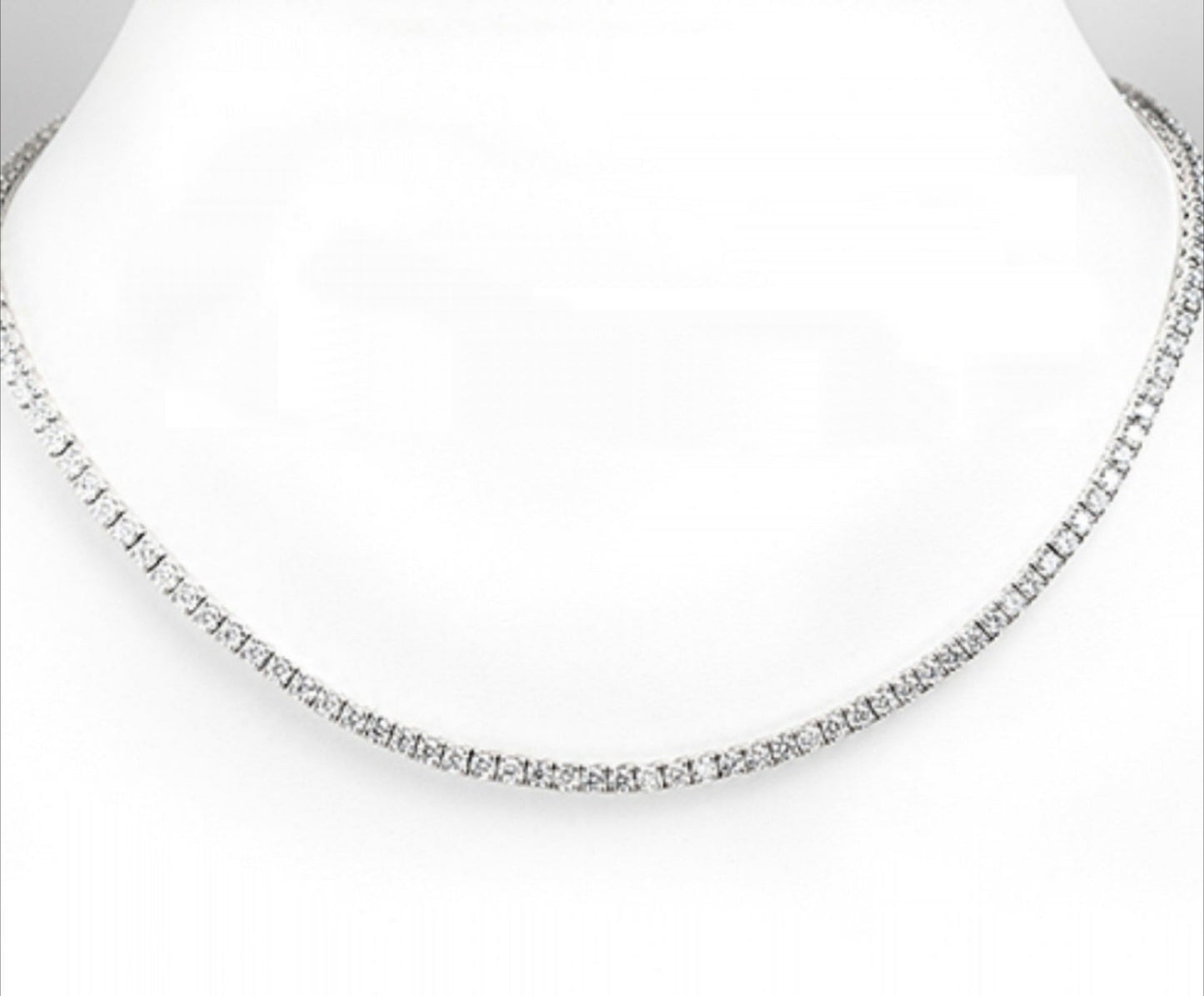 tennis choker necklace in 18k 750 white gold and 12ct natural diamonds