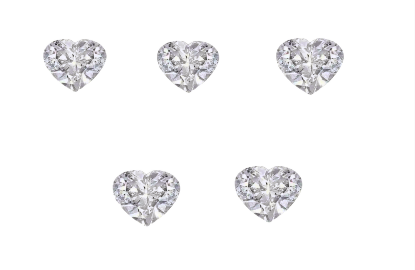 5 pezzi diamante naturale taglio cuore 0,30ct colore D VVS1