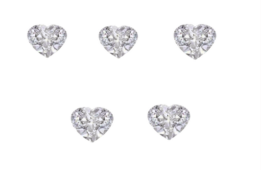 5 pièces diamant taille coeur naturel 0,30ct couleur D VVS1