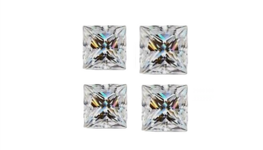 4 pièces diamants naturels certifiés taille princesse 0,40 ct couleur D clarté VVS1