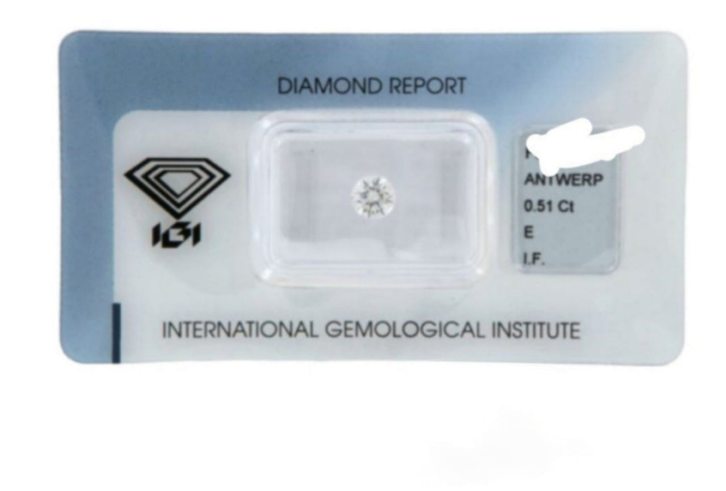 diamante naturale certificato IGI 0,51 ct E IF