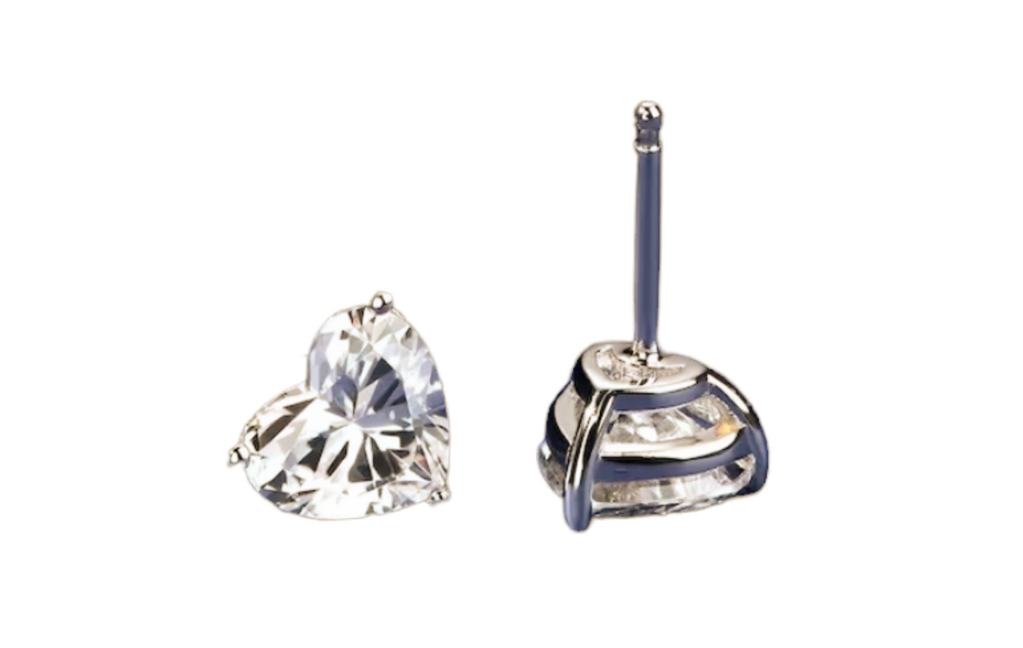 Boucles d'oreilles point lumineux en or blanc 18 carats avec 2 diamants naturels taille coeur 0,50ct