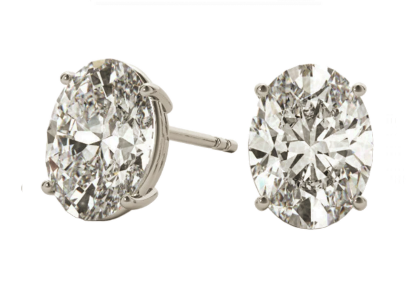 Boucles d'oreilles Point Light en or blanc 18 carats avec 2 diamants naturels taille ovale 0,20 ct