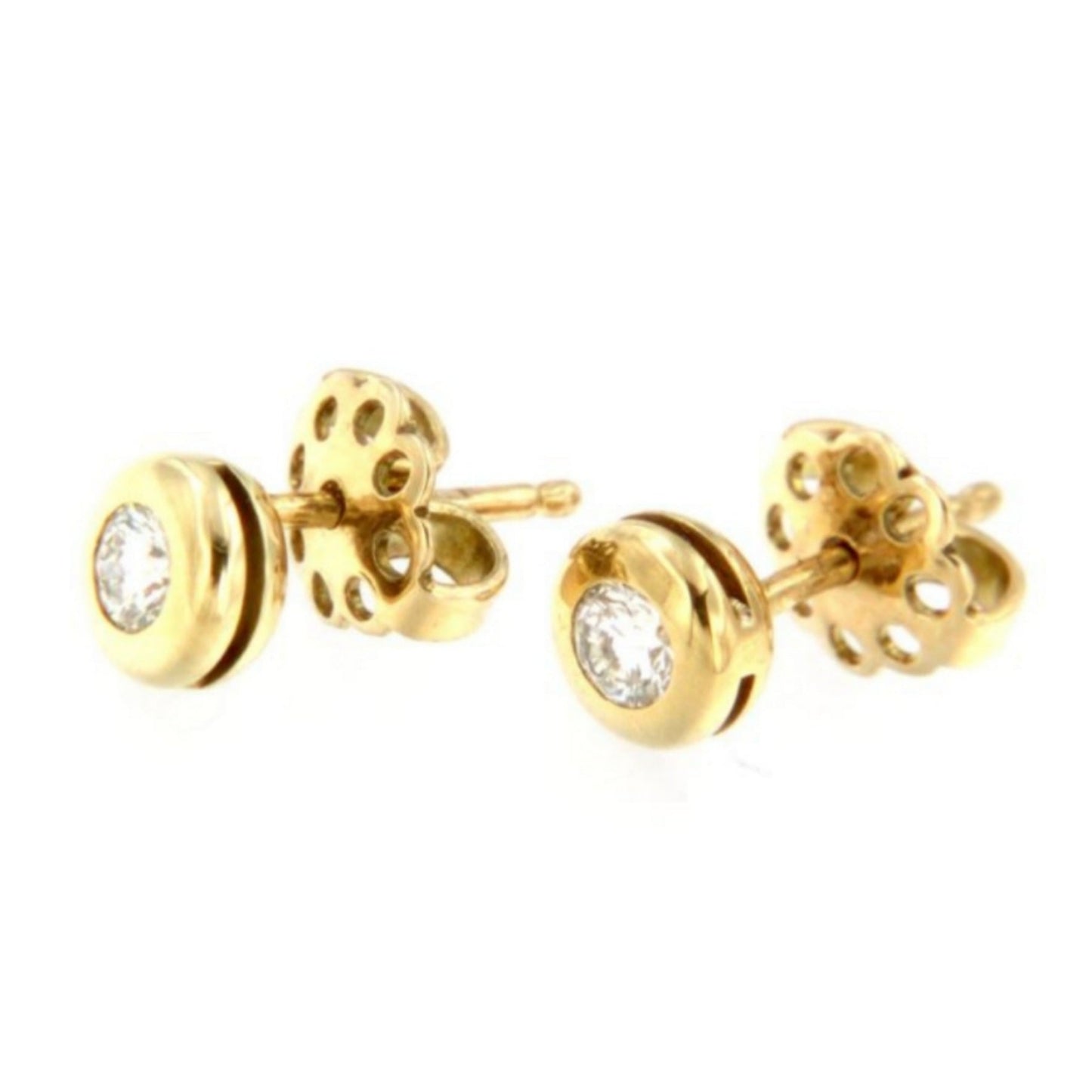 boucles d'oreilles oignon point lumineux en or jaune 18 carats et 2 diamants naturels 0,60 ct