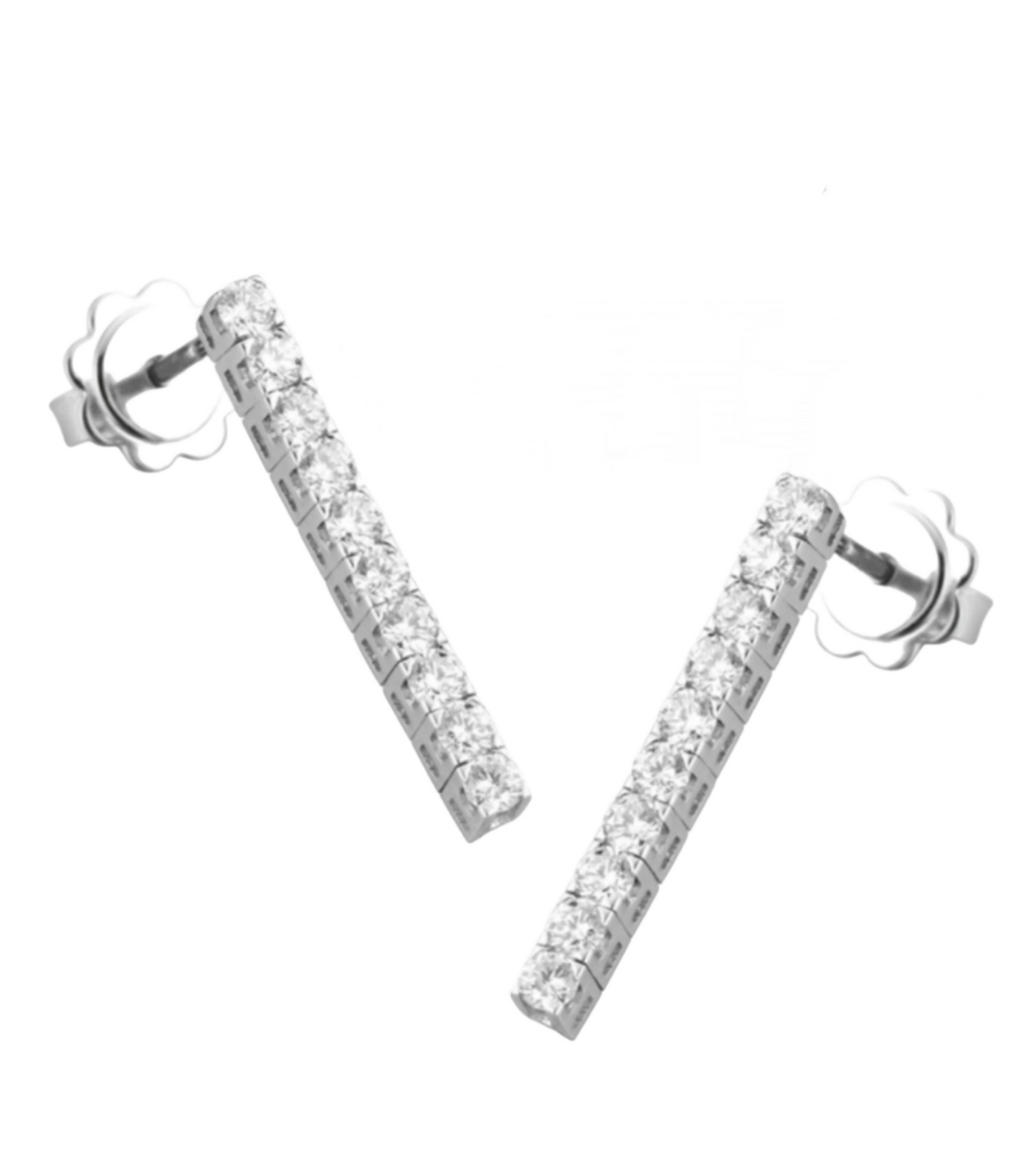 boucles d'oreilles tennis en or blanc 18 carats et 1 rang de diamants naturels 1,60ct