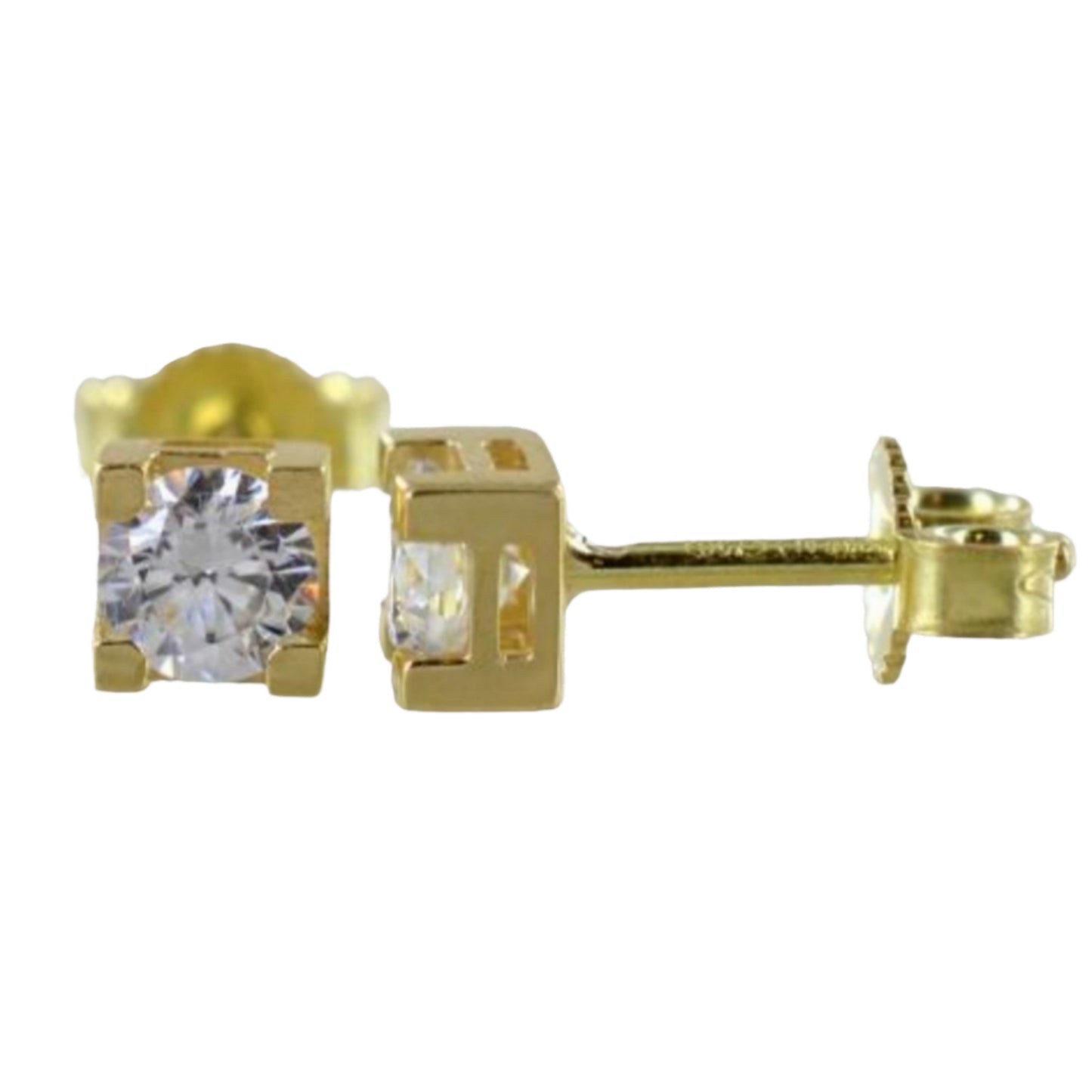 orecchini punto luce quadrato in oro giallo 18k e 2 diamante naturali 0,70 ct