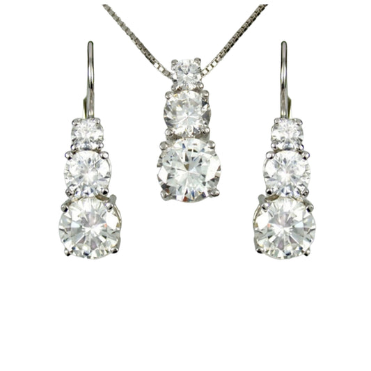 set completo trilogy ciondolo e orecchini punto luce in oro bianco 18k 750 e 9 diamanti naturali 2,10 ct E F