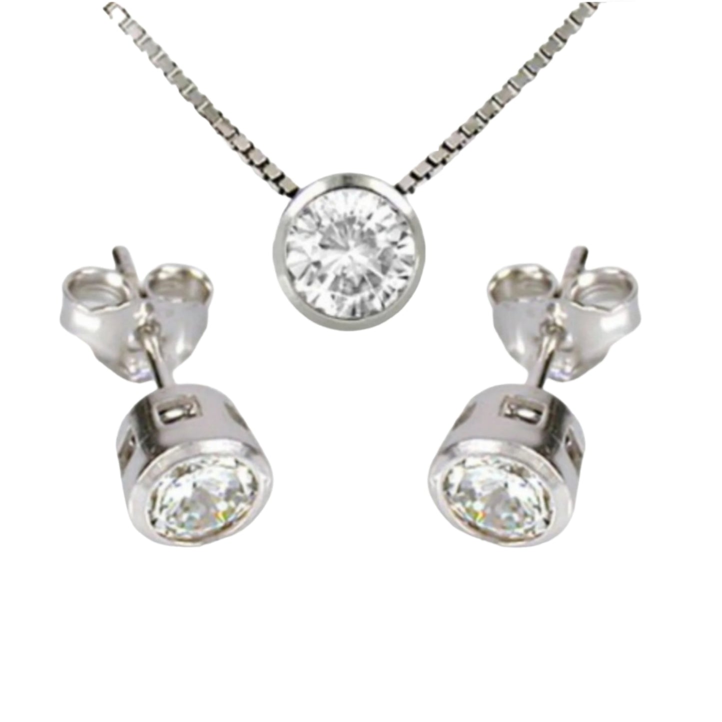 parure complète pendentif oignon clair et boucles d'oreilles en or 18 carats 750 et 3 diamants naturels 1,35 ct EF