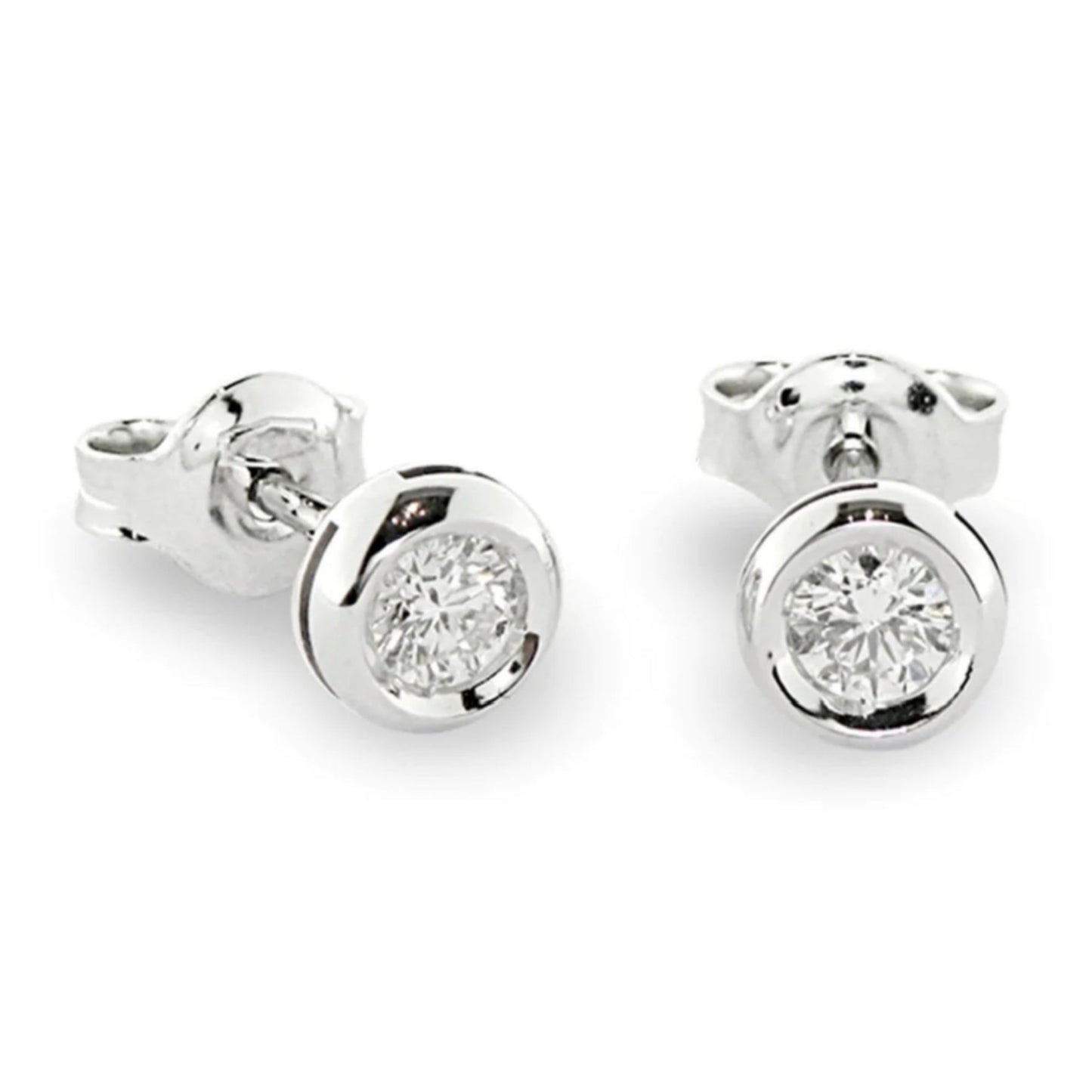 light onion earrings in 18k white gold and 2 natural diamonds 0.30 ct