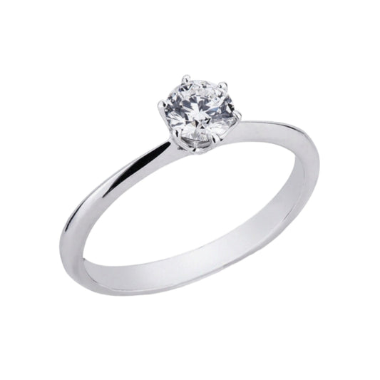 anello solitario modello Tiffany con diamante naturale 0,30 ct