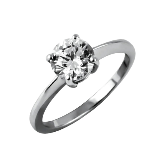 anello solitario in oro bianco 18k e 1 diamante naturale c'entrale 0,60ct