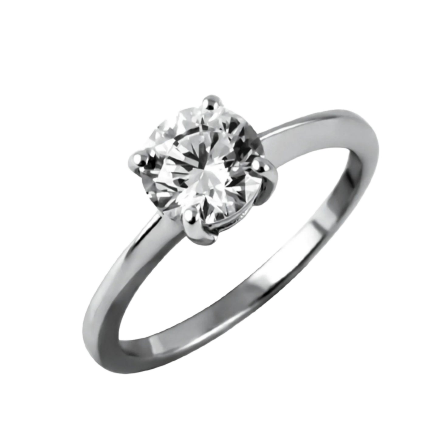 bague solitaire en or blanc 18 carats avec diamant naturel central 1,00 ct