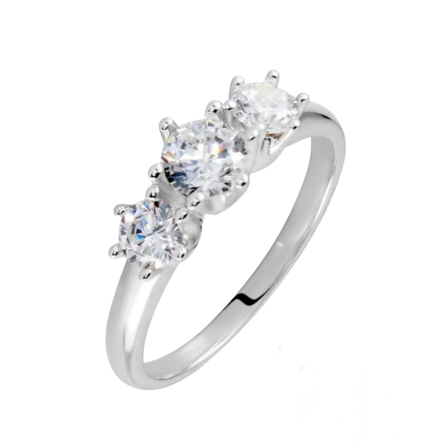 anello trilogy modello tifany oro bianco 18k e diamanti  0,60ct