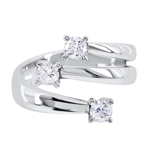 trilogy ring in 18k white gold and 3 natural diamonds 0.45ct