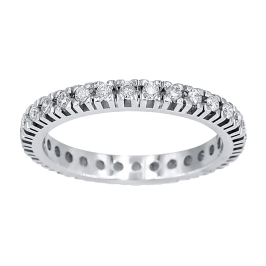 anello veretta in oro bianco 18k con  diamanti naturali 0,69 ct